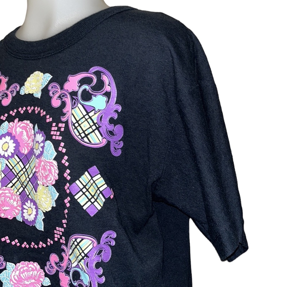 Vintage 80s Willy Dee Floral Print Top/T~Shirt~S